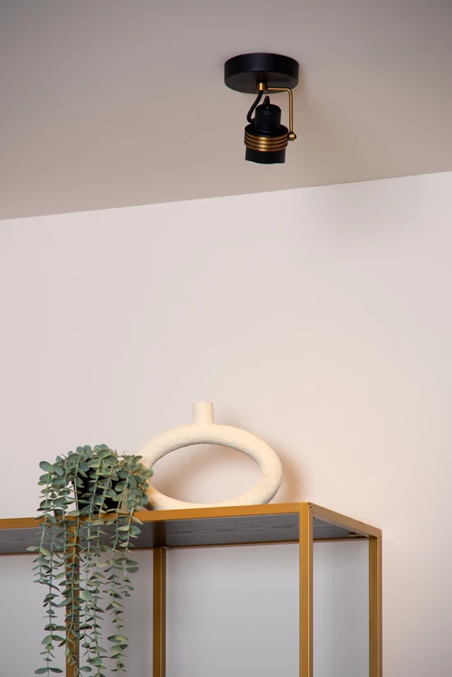 Lucide TUNDRAN - Ceiling spotlight - 1xGU10 - Black - atmosphere 1